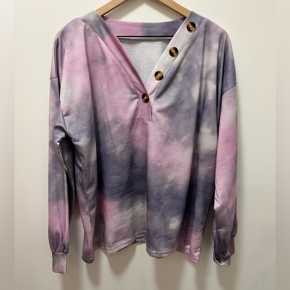 NWOT - Sarah Woodz Casual Space Dye long sleeve shirt. Size L